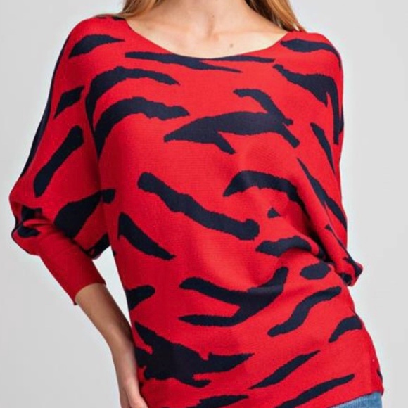 *NEW* BOAT NECK ZEBRA SWEATER - Picture 1 of 4